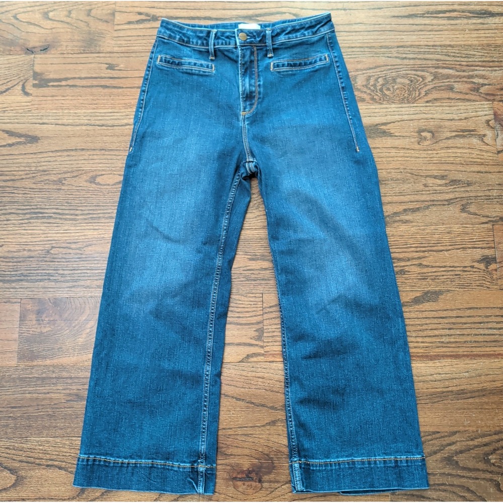 Driftwood Charlee Cropped Wide Leg Jeans Sz 28/25.5 Sailor Navy